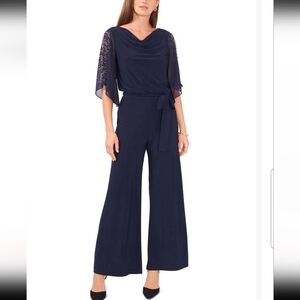 MSK Dark Blue Jumpsuit with Embellished Sleeves